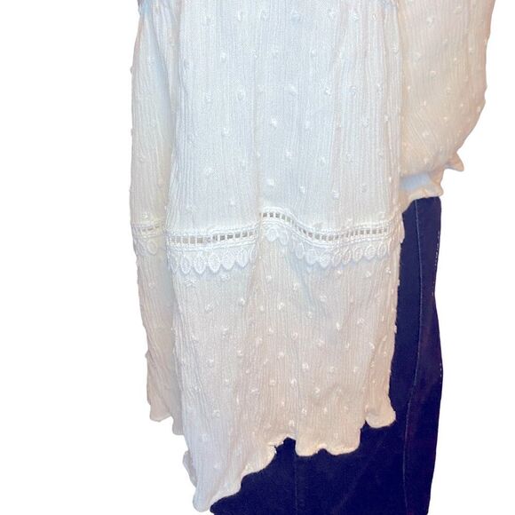 LULUS Prairie Flowy Off the Shoulder White Flared Sleeve Top Size Small - Picture 4 of 10